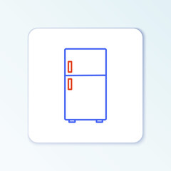 Line Refrigerator icon isolated on white background. Fridge freezer refrigerator. Household tech and appliances. Colorful outline concept. Vector