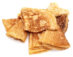 Pancakes made from dough isolated on a white