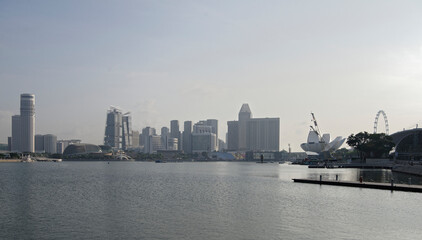 Fototapeta na wymiar Singapore. View of Raffles Avenue and Esplanade Theatres