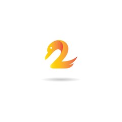 number 2 with duck logo design icon inspiration