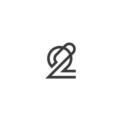 number 2 monogram logo design icon inspiration