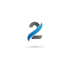 number 2 with swoosh logo design icon inspiration