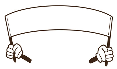 横断幕を持つ手のイラスト