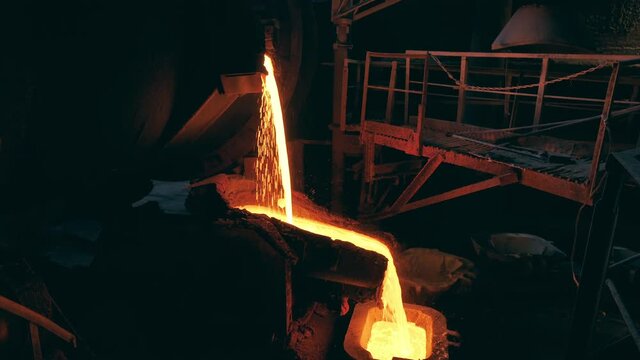 Molten Copper Is Flowing Through The Melting Equipment