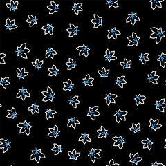 Line Canadian maple leaf icon isolated seamless pattern on black background. Canada symbol maple leaf. Vector