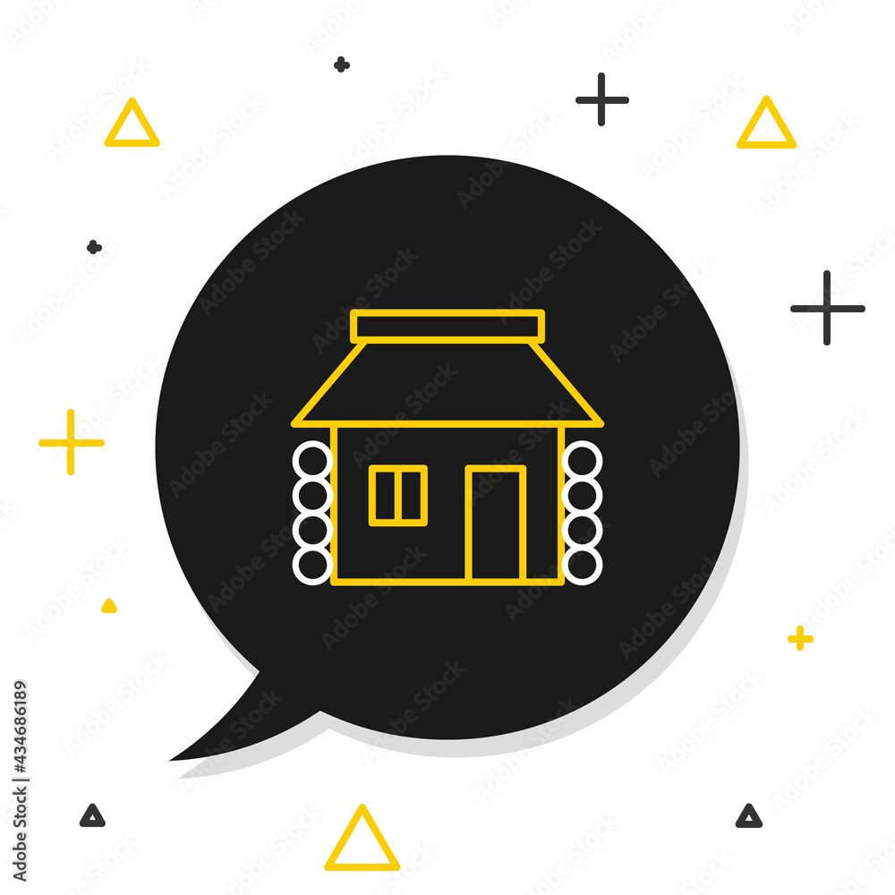 Sticker Line Old Ukrainian house hut icon isolated on white background. Traditional village house. Colorful outline concept. Vector