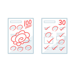 100点と赤点のテスト