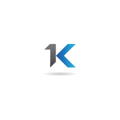 number 1 with letter k logo design icon inspiration
