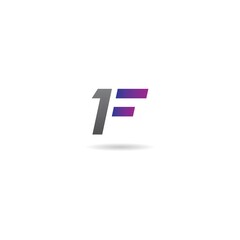 number 1 with letter f logo design icon inspiration