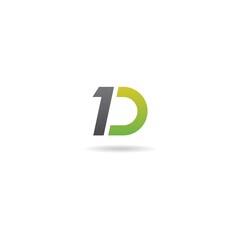 number 1 with letter d logo design icon inspiration