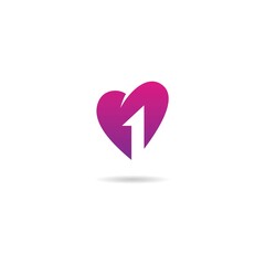 number 1 with love logo design icon inspiration