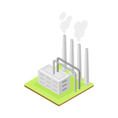 Geothermal Power Station as Renewable Green Energy Source Isometric Vector Illustration