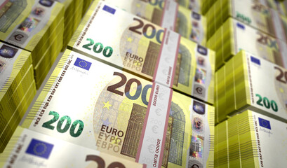 Euro money banknotes pack