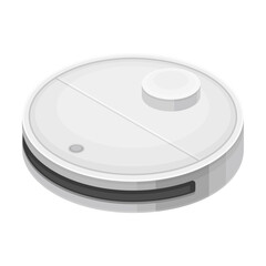 Robotic Vacuum Cleaner as Technology and Electronic Equipment with Artificial Intelligence Isometric Vector Illustration