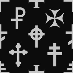 Seamless pattern with variants of Christian cross for your project