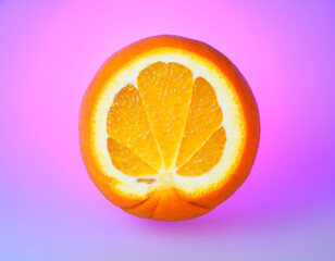 juicy orange on purple background.