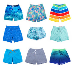 Collage of different shorts for boys