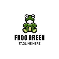 Simple Vector Mascot Cartoon Logo Design of Frog In color Green