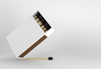 3D Render Opened Blank matchbox Mockup isolated on Color Background