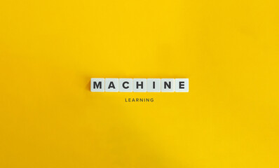 Machine Learning banner and concept. Block letters on bright orange background. Minimal aesthetics.