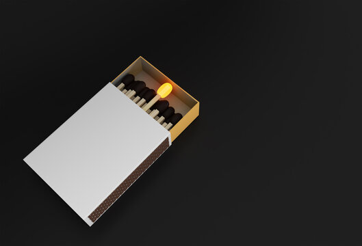 3D Render Opened Blank matchbox Mockup isolated on Color Background