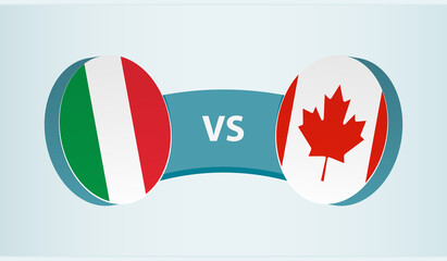 Italy versus Canada, team sports competition concept.