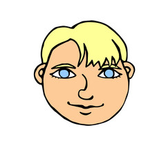 Vector face people. Hand drawn line art illustration. The head of a man, woman, boy, girl in the style of a Doodle, isolated on a white background. Different and beautiful