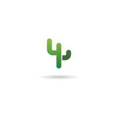 number 4 with cactus logo design icon inspiration