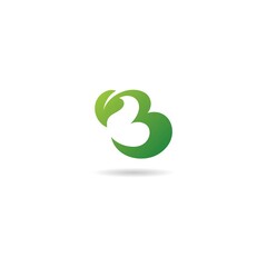 number 3 with leaf logo design icon inspiration