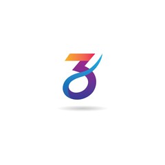 number 3 colorful logo design icon inspiration