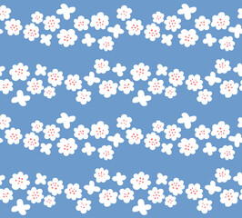 Japanese Cute Cartoon Flower Vector Seamless Pattern