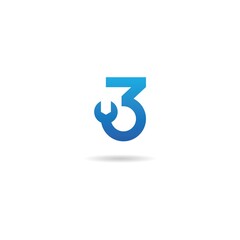 number 3 with repair logo design icon inspiration
