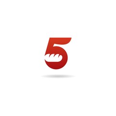 number 5 with bread logo design icon inspiration