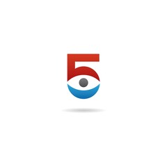 number 5 with eye logo design icon inspiration 