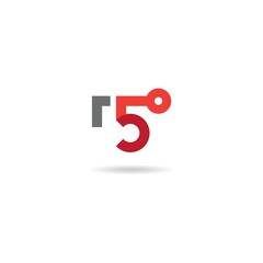 number 5 with key logo design icon inspiration 