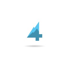 number 4 with mountain logo design icon inspiration 