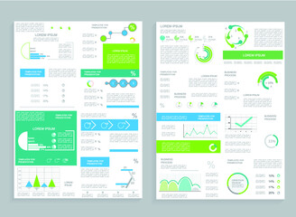 Brochure for business reports, cover layout and infographics