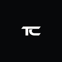 tc modern letter logo design with black background  - obrazy, fototapety, plakaty