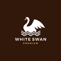 swan water wave float logo vector icon illustration