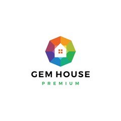 gem house jewelry shop logo vector icon illustration