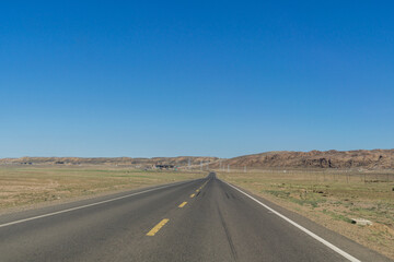 Highway in Gobi desert, Tacheng, Xinjiang Province, China