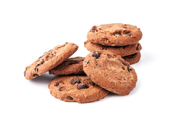 Chocolate chip cookie isolated on white background