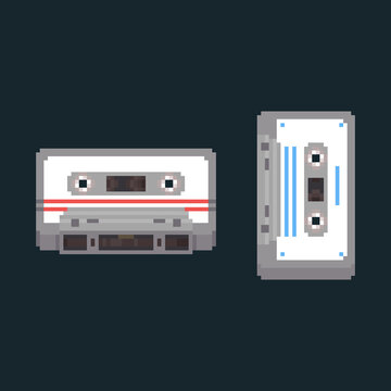 Pixel art cassette tape icons. 