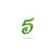 number 5 with green logo design icon