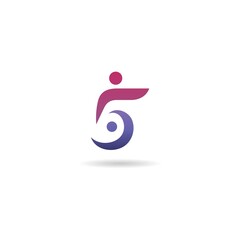 number 5 with disable logo design icon