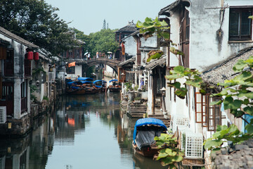 Fototapeta na wymiar Beautiful scenery of Zhouzhuang ancient town in Suzhou, China