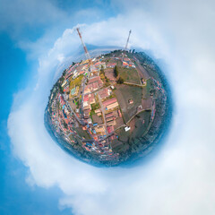 Bromo Village Tiny Planet Aerial View Landmark Travel Place of East Java, Indonesia