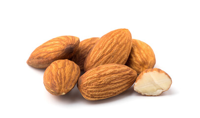 Almonds isolated on white background