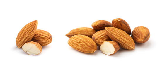 Almonds isolated on white background