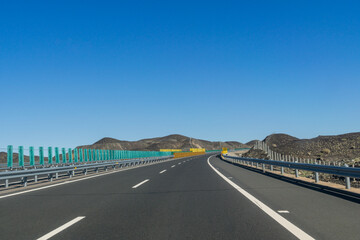 Highway in Gobi desert, Tacheng, Xinjiang Province, China